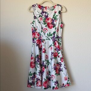 Grace Karin Floral Midi Dress Fit Flare Cottagecore Spring Size M